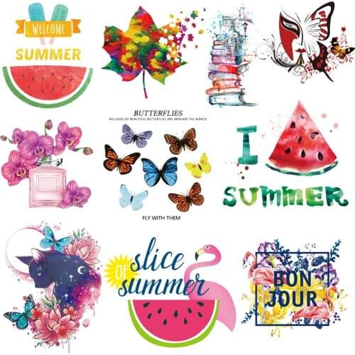 Watermelon Heat Transfer For Clothing Iron On Flower/Butterfly Vinyl Transfers For Clothes Appliques Stickers For Diy T-shirt