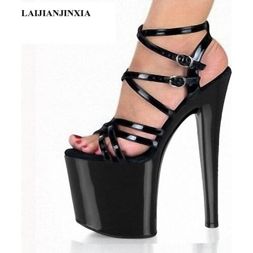 LAIJIANJINXIA New platform sexy 23CM high-heeled shoes rome cross-strap sexy shoes for women shoes Gorgeous High Heels Sandals