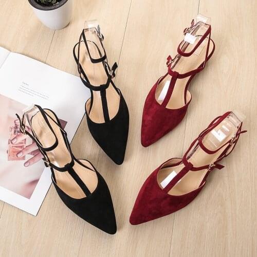 For new arrival women sandals fashion pointed toe summer shoes buckle elegant party shoes high heels shoes woman