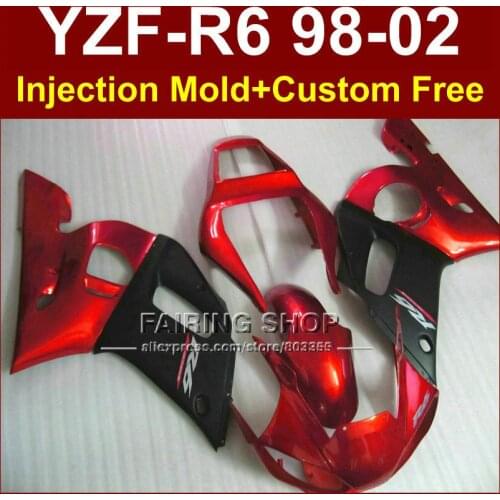 H9KM Red black fairings for YAMAHA YZF R6 1998 1999 2000 2001 2002 fairings kit YZF R6 98-02 body repair parts JUY9