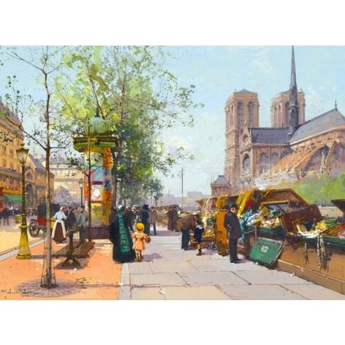 Notre Dame Paris France Travel Advertisement Eug ne Galien Laloue Silk Poster Wall Sticker Decoration Gift