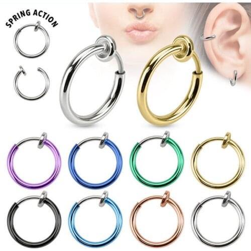 Lot 10pcs Punk Clip On Fake Nose Lip Hoop Rings Earrings Ear Stud No Hole Body Jewelry Free shipment