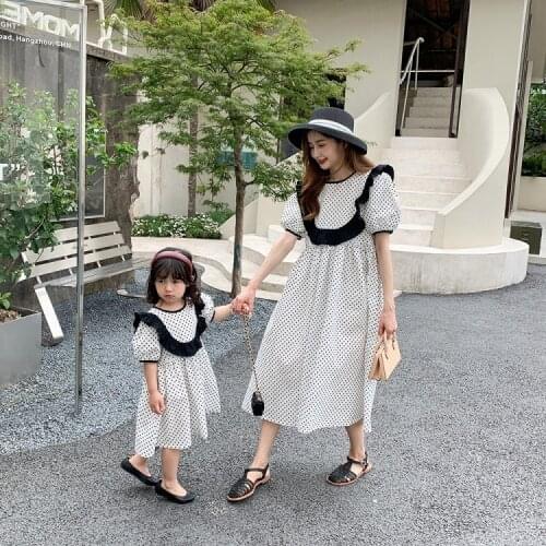 Parent Polka Dot Princess Dress 2021 summer dress new girls' Korean fashion dress mothers dress