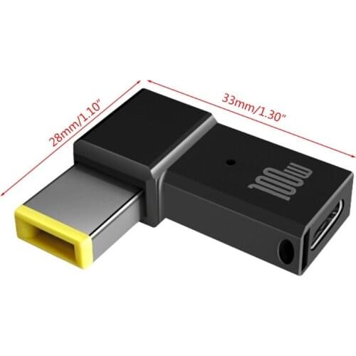 28EA USB-C Type C Female to Rectangle Male PD DC Power Adapter Square Charger Converter 100W for Thinkpad Laptop