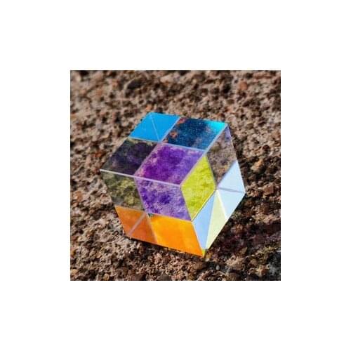 Prism Cube Photographic Dichroic Color K9 Rainbow Laser Cube Prism 18x18x18mm Size Crystal Teaching Customized Cube Prism