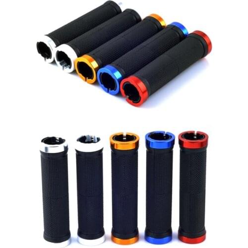 MTB Bicycle Grips Road Bike Grip Cycling Skid Proof Anti-Skid Rubber Mountain Lock On Bicycle Handlebars Grips Aluminum Alloy
