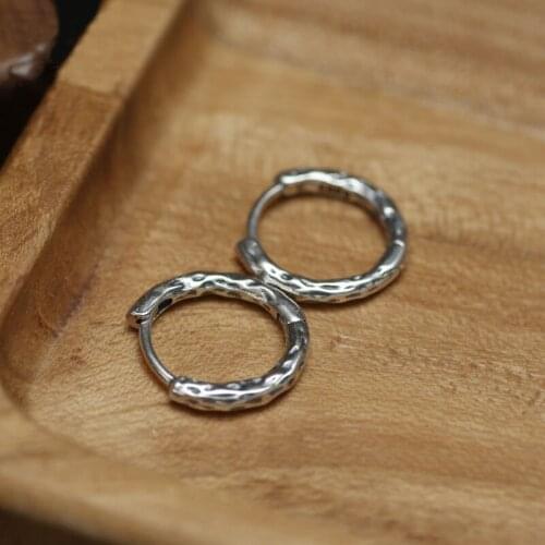 New Retro 925 Sterling Silver Earrings Retro Ring Hip Hop Personality Ear Buckle Street Fashion Style Jewelry Accessories
