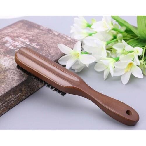 Men Boar Bristle Mustache Brush Wood Handle Comb Facial Beard Cleaning Styling