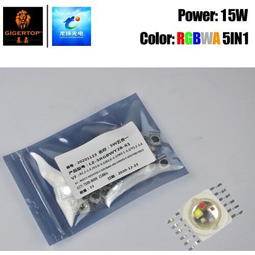 TIPTOP 20PCS/Pack High Power 15W RGBWA Led Lamp Beads 4 Pins LED Lamp Bead COB Chips Red Green Blue White Amber Stage Lighting