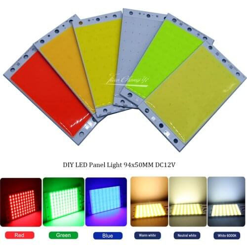 DIY LED Panel Light 15W 94x50MM 1500LM Ultra Bright Warm Natural Cold White Blue Green DC12V COB Board LED Lamp