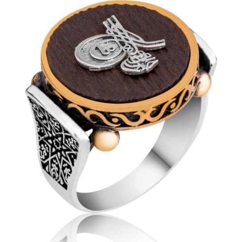 Tevuli 925 Sterling Silver Tuğralı Kuka Male Ring
