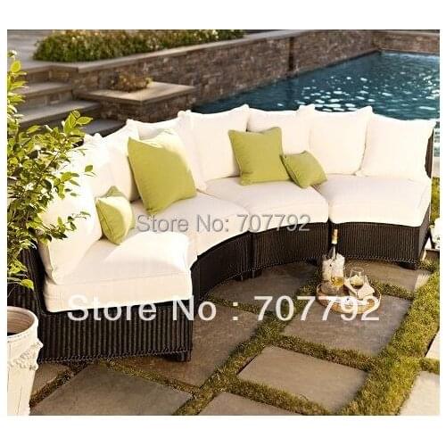 All-Weather Black Wicker Rounded Sectional Components