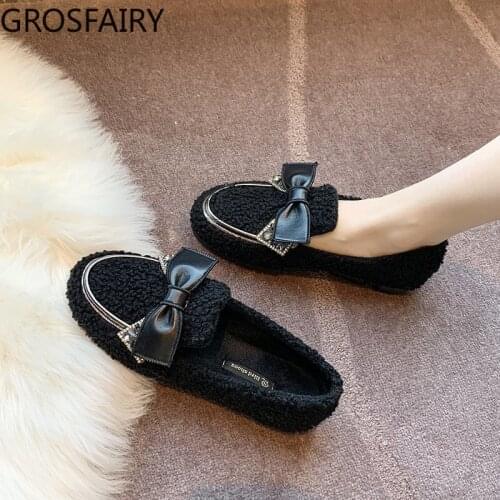 Plush Shoes Women Cotton Shoes 2021 Autumn and Winter Flat Lamb Wool Plus Cashmere Womens Shoes Cotton Shoes Peas Shoes Women