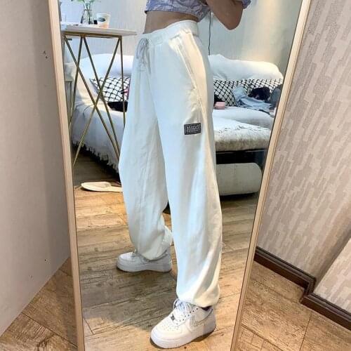 High Waist Fitness Pants Yoga Sports Trousers Korean Wide-Leg Casual Pants Women Breathable Loose Thin Fitness Workout Pants