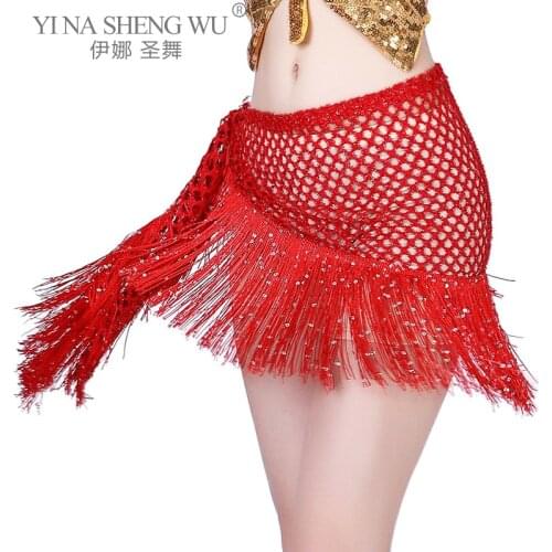 New Style Belly Dance Fashion Costumes Sequins Belly Dance Tassel Hip Scarf for Womens Belly Dancing Belts Costumes Accessories