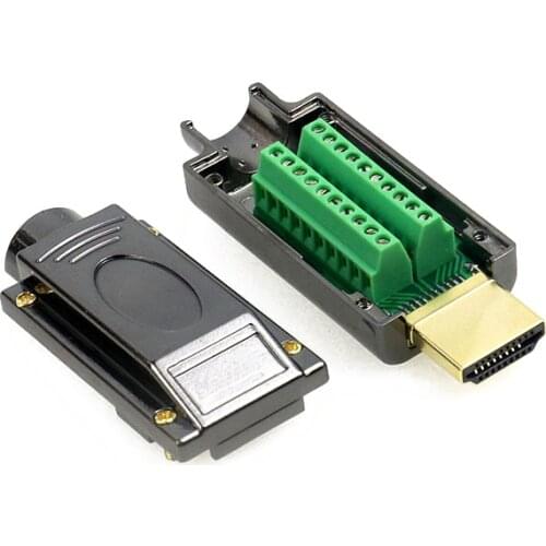 1Pcs HDMI Adapter Signals Terminal Breakout Metal Case DIY No Need Weld Black