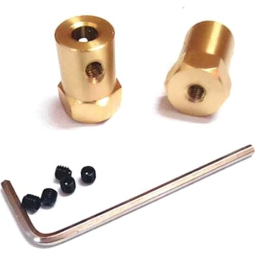 10pcs/lot 3mm 4mm 5mm 6mm 7mm 8mm Shaft Motor Flexible Coupling Tyre Wheel Brass Hex Coupler Set&wrench