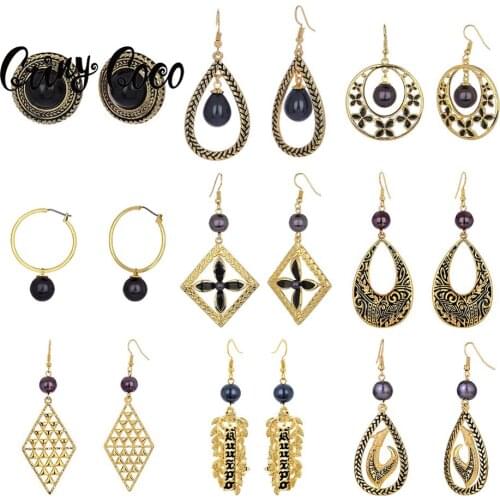 2020 New Fashion Pearl Earrings for Women Black Enamel Geometric Earing Jewelry Brincos Name Drop Dangling Earring Party Wedding