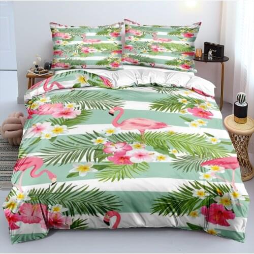 3D White Custom Beddings Sets Comforter Covers Linens Bed Pillow Shames Set Full King Queen Double Size Flamingo Home Textile