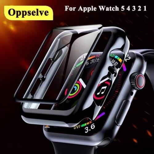 Oppselve 3D Full Cover Tempered Glass For Apple Watch 5 4 3 2 Band Cover Series Glass Screen Protector For iwatch 38 42 40 44mm