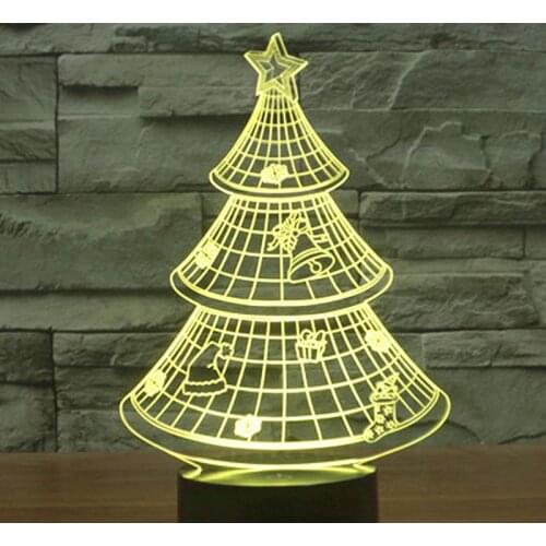 3D LED Night Light Christmas Tree with 7 Colors Light for Home Decoration Lamp Amazing Visualization Optical Illusion Awesome