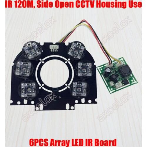 DIY 6pcs LED Array IR 10-120 Meters 42mil 850nm Square PCB Board 98x83mm for Side Door Open Waterproof CCTV Camera Housing 120m
