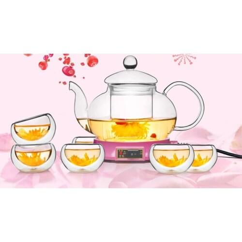7pcs/set heat reistant glass teapot 600ml+6 double wall glass tea cups 7pcs/set coffee&tea sets special sale G1131