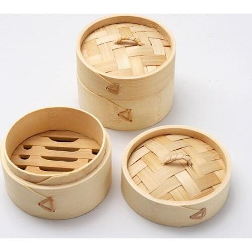 Bamboo Steamer Eco-friendly Chinese Style Primary Color Natural Handmade Steam Basket Asian Kitchen Bamboo Steamer Basket