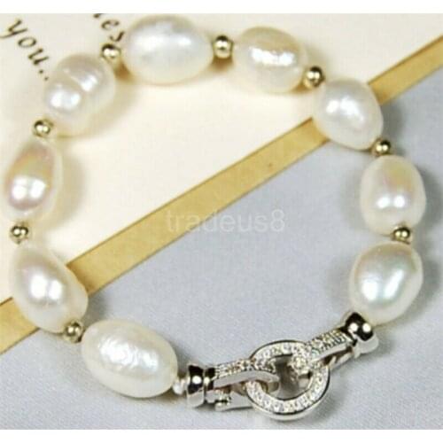 Free shipping new design south sea 12-13mm white pearl bracelet 7.5-8"
