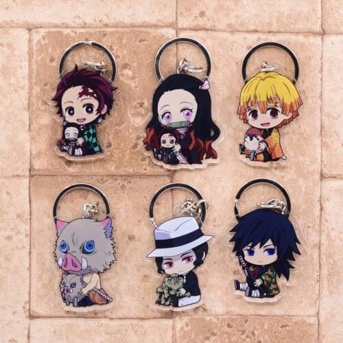 2020 Demon Slayer Keychain Kimetsu no Yaiba Double Sided Acrylic Key Chain Pendant Anime Accessories Cartoon Key Ring Hot Sale