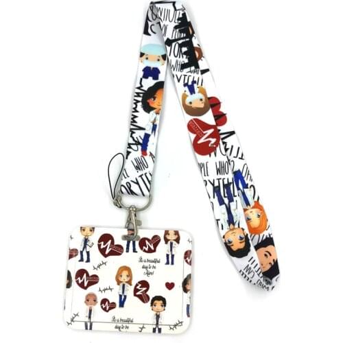 Greys Anatomy Doctor Nurse Key lanyard Car KeyChain ID Card Pass Gym Mobile Phone Badge Kid Key Ring Holder Jewelry Decorations