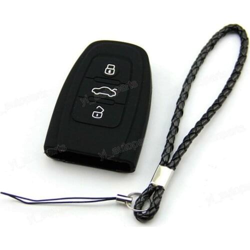 Black Silicone Case Cover Holder For Audi Remote Smart Key 3 4 Buttons AUD3BK