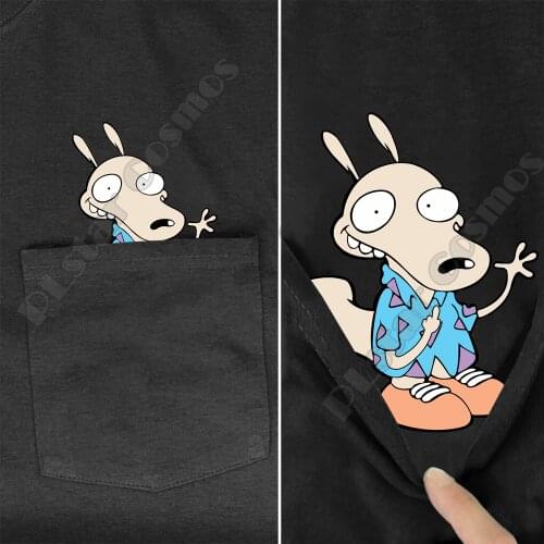 PLstar Cosmos summer t shirts Rocko Pocket Tee printed t-shirt men women shirts tops funny cotton black drop shipping