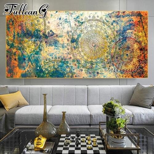 FULLCANG Mandala Colorful Vintage large diamond painting 5d diy full square round drill mosaic embroidery sale decor FC3379