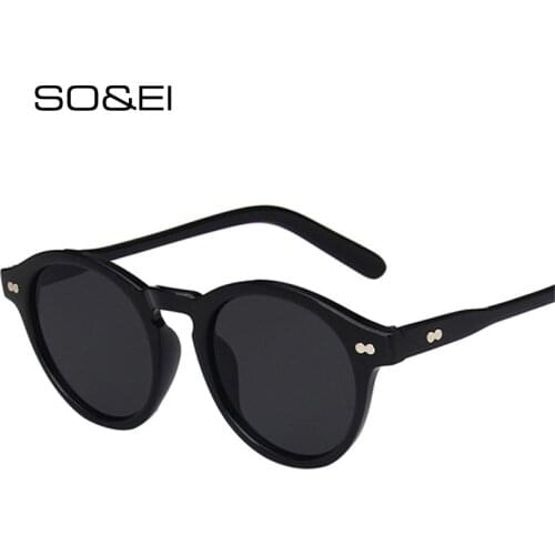 SO&EI Fashion Round Sunglasses Women Vintage Nail Candy Color Ocean Lens Eyewear Men Shades UV400 Trending Sun Glasses