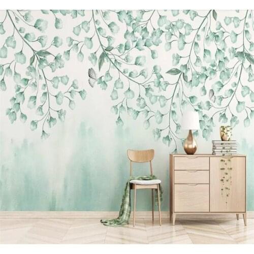 Custom mural wallpaper modern geometric fantasy flower watercolor hand-painted flowers idyllic American background wall