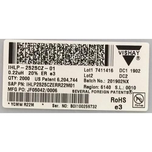 IHLP2525CZERR22M01 Low Profile ,High-Current IHLP Inductors VISHAY 6.86x6.47x3 0.22uH 23A