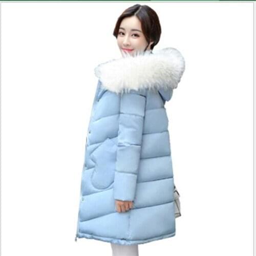 2019 New Classic Women Winter Jackets Hooded Fur Collar Medium-Long Warm Thicken Cotton-Padded Casual Winter Jackets Mujer Q1068