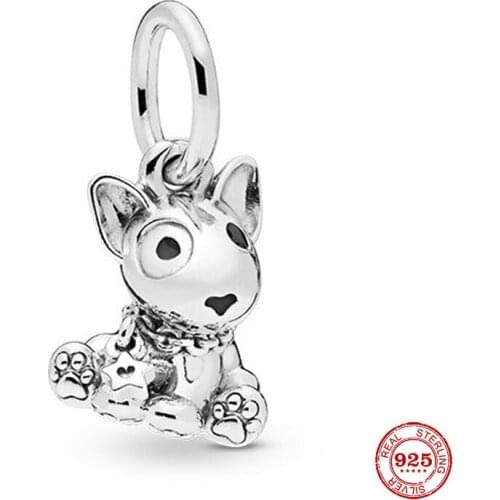 New 925 Sterling Silver Beads Puppy Dog Dangle Charm Fit Original Pandora Bracelet Silver 925 Diy Jewelry