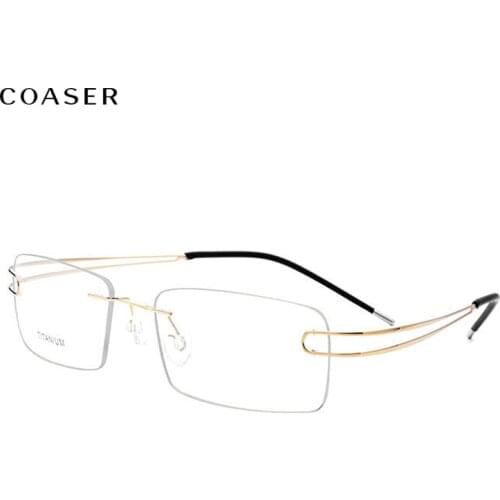 Brand Design Titanium Rimless Optical Glasses Frame Men,Double Leg Women Eyeglasses,Myopic Astigmatism Prescription Lens Eyewear