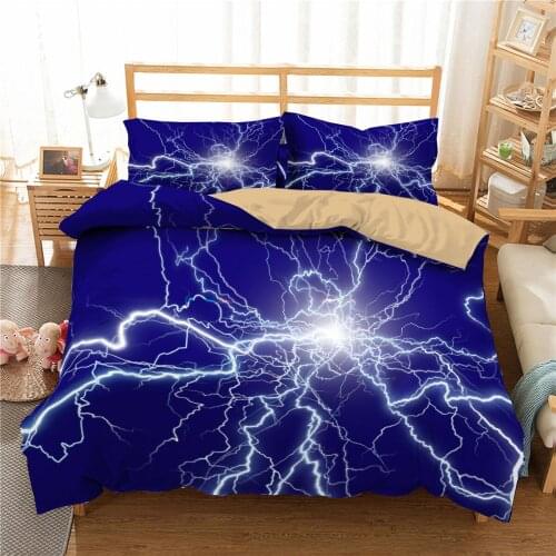 Lightning Pattern Duvet Cover Soft Quilt Cover Kids Boy Girl Home Textiles Pillowcase Single Twin Double Full Queen King Size