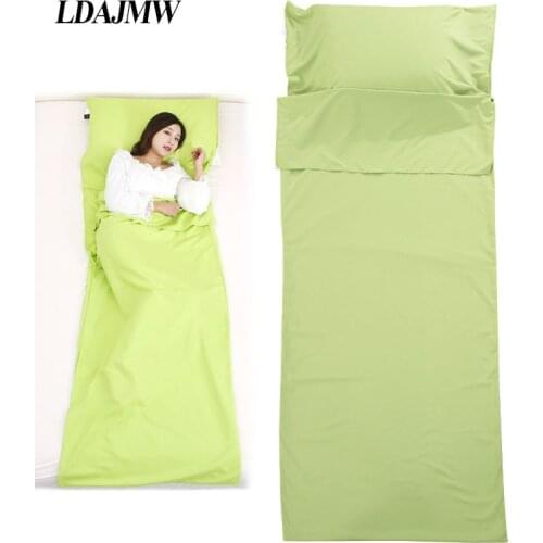 LDAJMW Double/Single Person Hotel Outdoor Four Seasons Portable Cotton Adult Folding Sanitary Sleeping Bag Bed Sheets Pillowcase