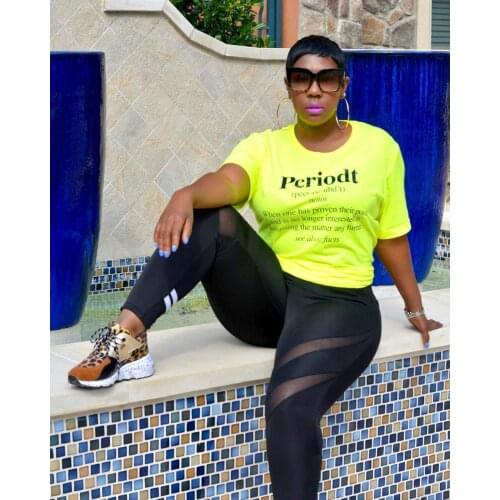 AR50192021 European and American casual womens solid color letter printed T-shirt nightclub