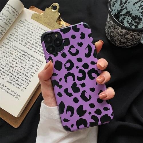 Purple Glossy Leopard Soft Imd Phone Case for Iphone 12 11 Pro Max 7 8 Plus X Xr Xs Max Floral Silicone Case Fashion Back Cover