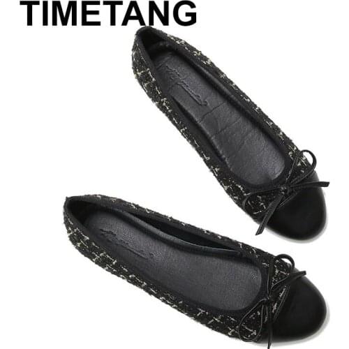 TIMETANGFlats Shoes Women Comfort Loafers Ballerina Shoes Women Casual Korean Style Luxury Shoes Women Designers Slip On BigSize