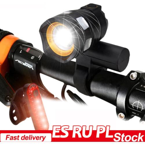 T6 LED USB Line Rear Light Adjustable Bicycle Light 3000mAh Rechargeable Battery Zoomable Front Bike Headlight Lamp