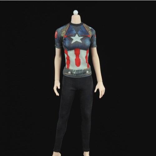 1/6 Scale ZY16-13 US Women Theme Sports T-shirt Female Sexy Tight-fitting Workout Clothes For 12" Action Figures Body Doll Toy