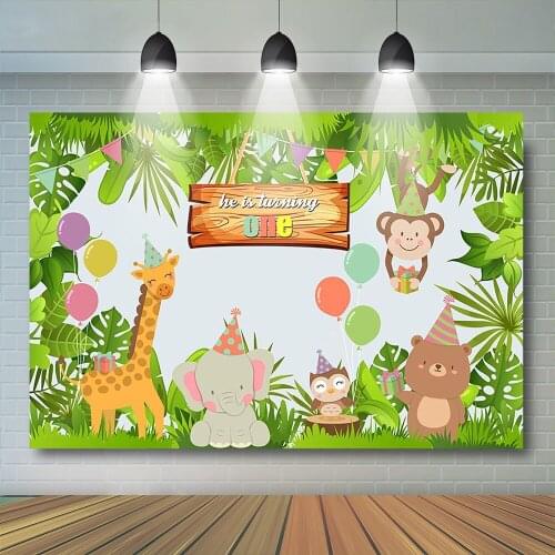 Animal Photography Backdrop Kids Birthday Banner Zoo Photocall Safari Party Children Photo Studio Jungle Background Backdrops