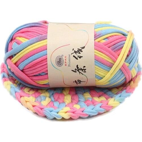 100g/ball Width 2.8cm Thick Colorful Cloth Strip Yarn Hand Knitting Crochet Thread for DIY Handmade Carpet Basket Yarn QW062