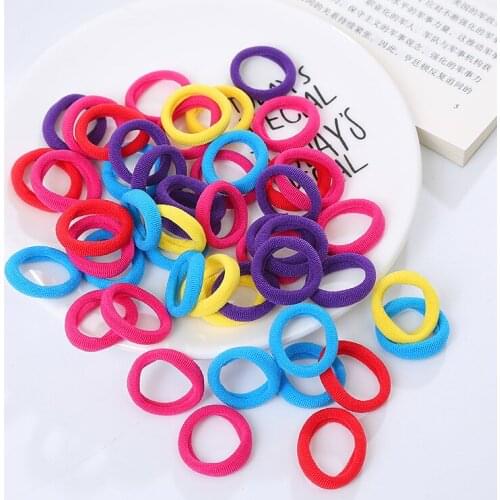 100 PCS/set Children Cute Elastic Hair Band Girl Horsetail Small Candy Color Rubber Bands Kids Headdress